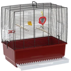 Ferplast - Cage Rekord 3 pour Oiseaux Exotique - Noir/Rouge
