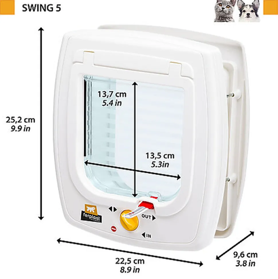 Ferplast - Chatière Swing 5 pour Chats - Gris