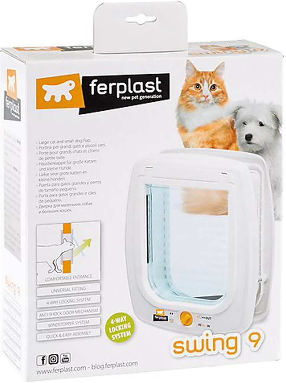 Ferplast - Chatière Swing 9 Set pour Chats - Blanc