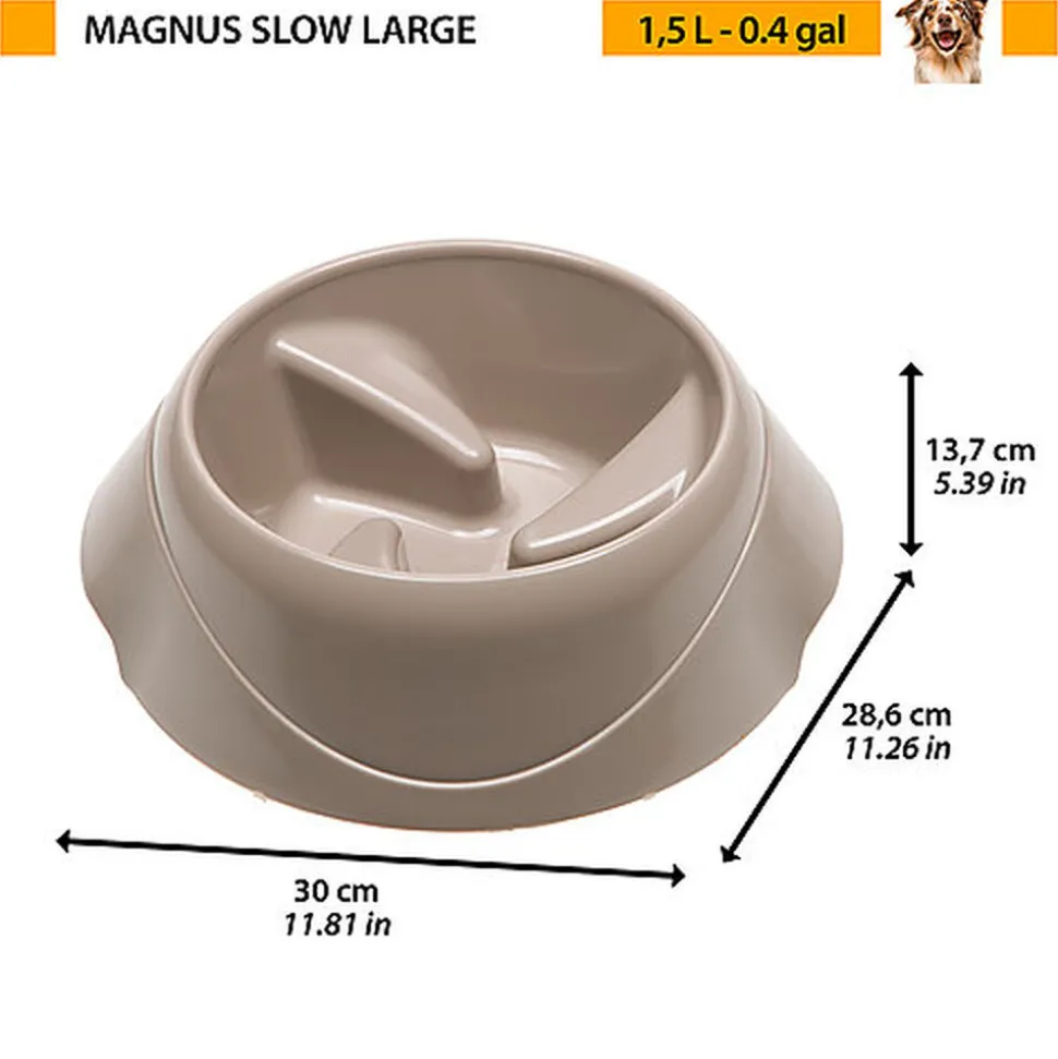 Ferplast - Ecuelle Anti-glouton Magnus Slow Gris - L