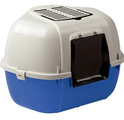 Ferplast - Maison de Toilette d Angle Mika pour Chats - Bleu