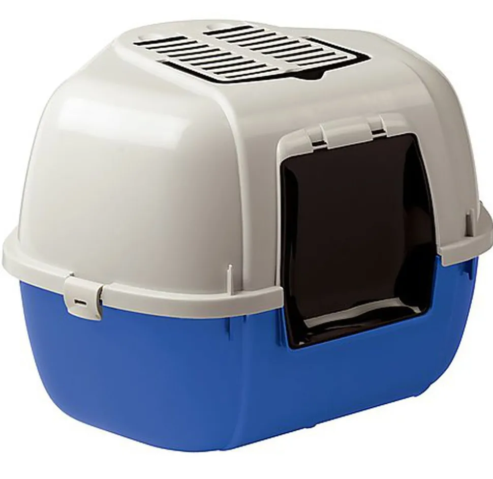 Ferplast - Maison de Toilette d Angle Mika pour Chats - Bleu