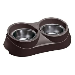 Ferplast - Support en Plastique Duo Feed avec Écuelles Inox - 400ml