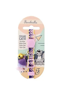 Ferribiella - Collier Anti-étranglement Bohemian pour Chats - Rose