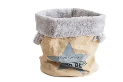 Ferribiella - Panier Jute Rembourré Gris pour Chats - 29x38cm