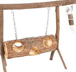 Flamingo - Balançoire en Bois avec Rondin pour Rongeurs - 26cm