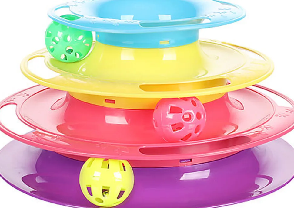 Flamingo - Jouet Bagera Circuit avec Balle & Tour pour Chats - 24x13cm