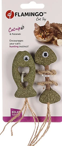 Flamingo - Jouet Boleo Poisson & Arête de Poisson pour Chats - 9cm