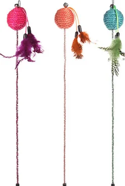 Flamingo - Jouet Canne à Pêche Glitty + Balle Plumes pour Chats - 42cm