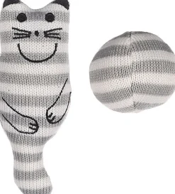 Flamingo - Jouet Faci + Balle Rayé pour Chats - Gris