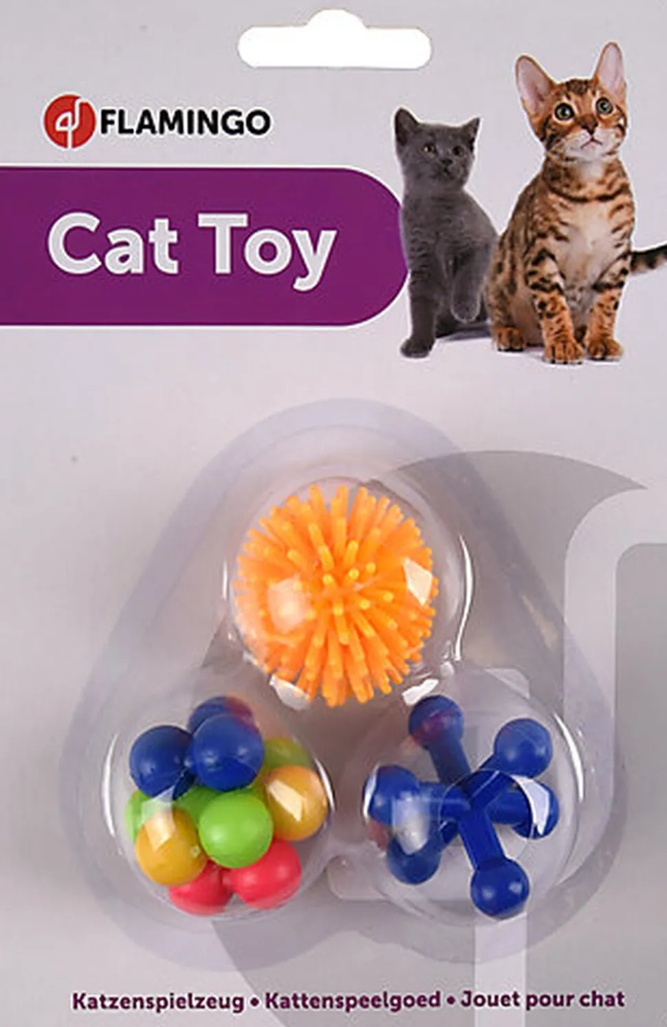 Flamingo - Jouet Juna Balle Balle à Picots Étoile pour Chats - x3