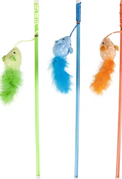 Flamingo - Jouet Wopke Canne à Pêche Souris pour Chats - 45cm