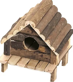 Flamingo - Maison Wooden Cabin en Bois pour Rongeurs - 14x12x13cm