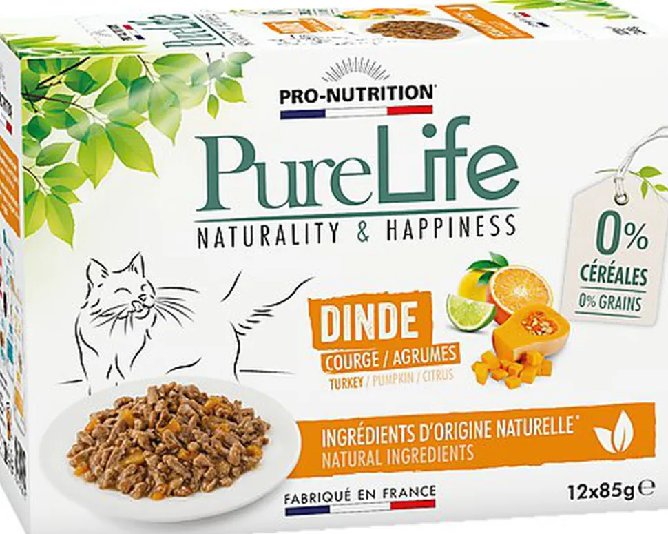 Flatazor - Pochons PURELIFE Effilés en Sauce à la Dinde pour Chat - 12x85g