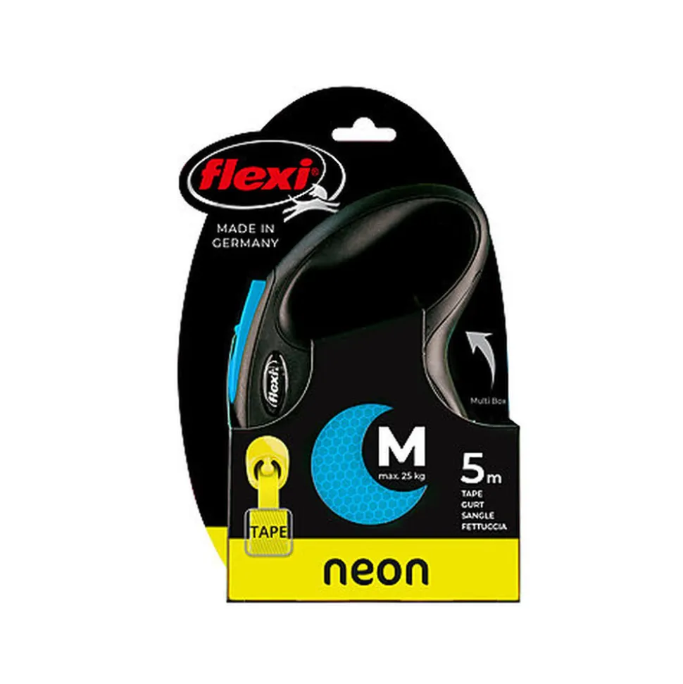 Flexi - Laisse Enrouleur Neon Sangle Bleu - M/5m