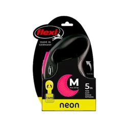 Flexi - Laisse Enrouleur Neon Sangle Rose - M/5m