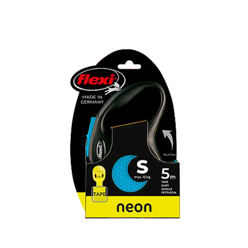 Flexi - Laisse Enrouleur Neon Sangle Bleu - S/5m