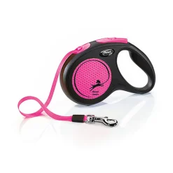 Flexi - Laisse Enrouleur Neon Sangle Rose - S/5m