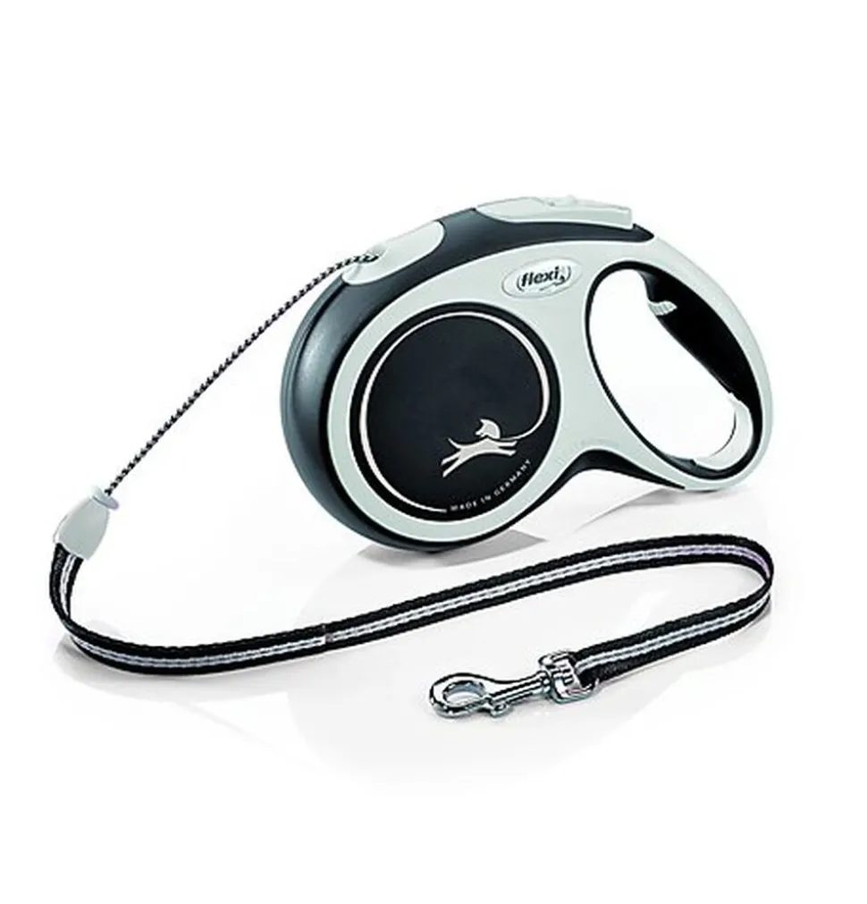 Flexi - Laisse New Confort avec Corde pour Chien Noir