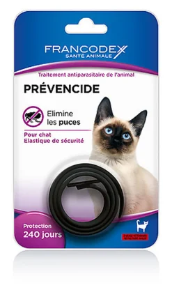 Francodex - Collier Prévencide Élimine les Puces pour Chat - Noir