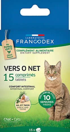Francodex - Comprimés Vers O Net Confort Intestinal pour Chats Chats - x15