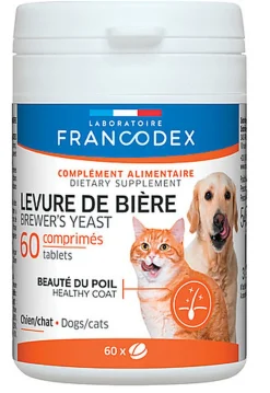 Francodex - Levure de Bière en Comprimés pour Chien et Chat - x60