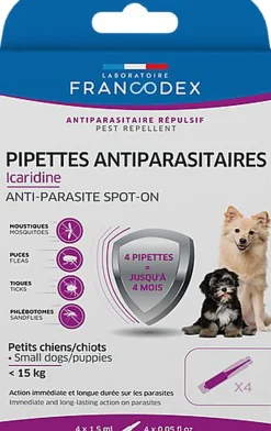 Francodex - Pipettes Antiparasitaires Icardine pour Chiots - x4