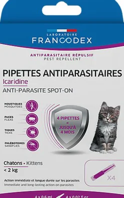 Francodex - Pipettes Antiparasitaires Icardine pour Chatons - x4