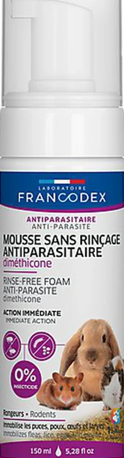 Francodex - Shampoing Mousse Antiparasitaire Diméthicone pour Rongeurs - 150ml