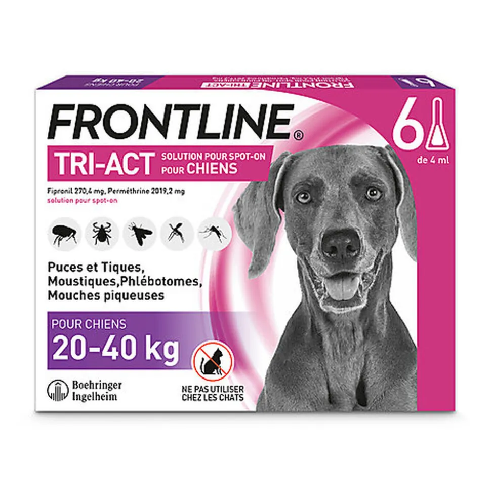 Frontline - Pipette Antiparasitaire Tri-Act pour Chien de 20 à 40Kg - 6x4ml