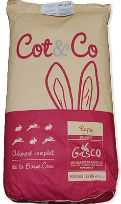 Gasco Cot&Co - Aliment Complet pour Lapins Fermiers - 25Kg