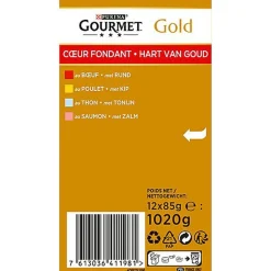 Gourmet - Boîte Gold Cœur Fondant pour Chat - 12x85g