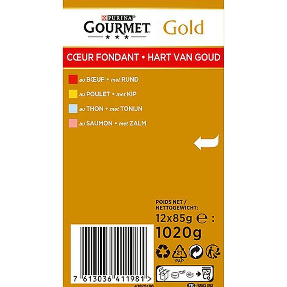 Gourmet - Boîte Gold Cœur Fondant pour Chat - 12x85g