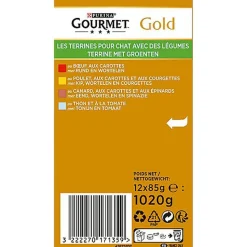 Gourmet - Les Terrines Gold aux aux Légumes pour Chat - 12x85g
