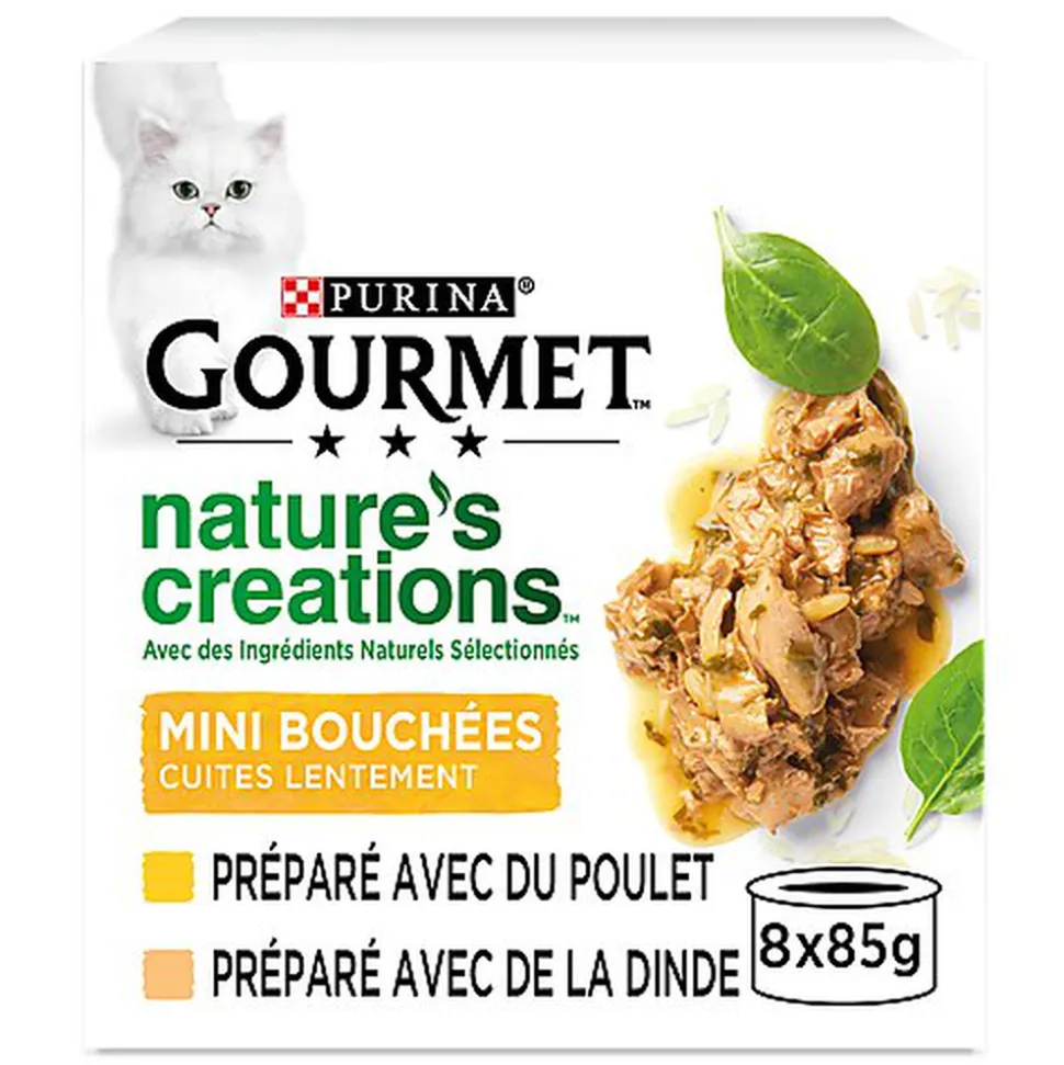 GOURMET - Pâtée Nature's Creation Multipack Au Poulet et Dinde pour Chats - 8X85g