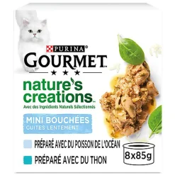 GOURMET - Pâtée Nature's Creation Multipack Poisson de l'Océan et Thon pour Chats - 8X85g