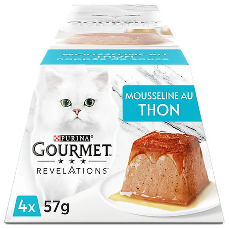 GOURMET - Repas REVELATIONS Mousseline Thon nappée de sauce pour Chats - 4X57g