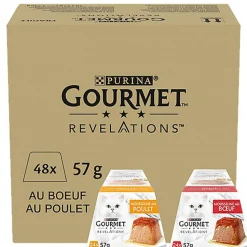 Gourmet - Repas REVELATIONS Mousseline Poulet et Bœuf nappée de sauce pour Chats - 48X57g