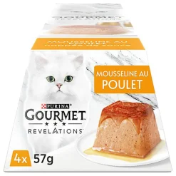GOURMET - Repas REVELATIONS Mousseline Poulet nappée de sauce pour Chats - 4X57g