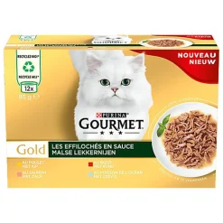GOURMET - Sachets fraîcheur GOLD Les Effilochés en Sauce pour chats adultes - 12x85g