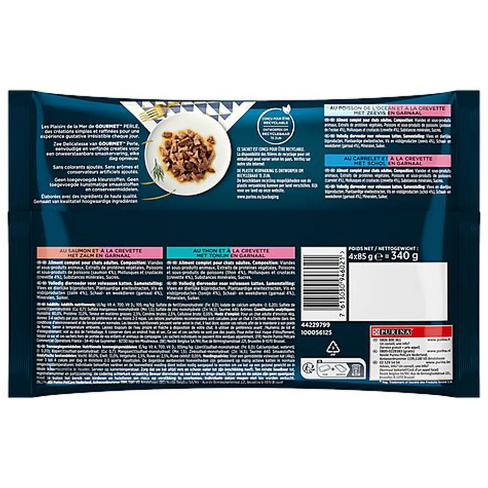 GOURMET - Sachets fraîcheurs PERLE Plaisirs de la Mer pour chats - 4x85g