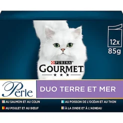 GOURMET - Sachets fraîcheurs PERLE Duo Terre et Mer pour chats - 12x85g