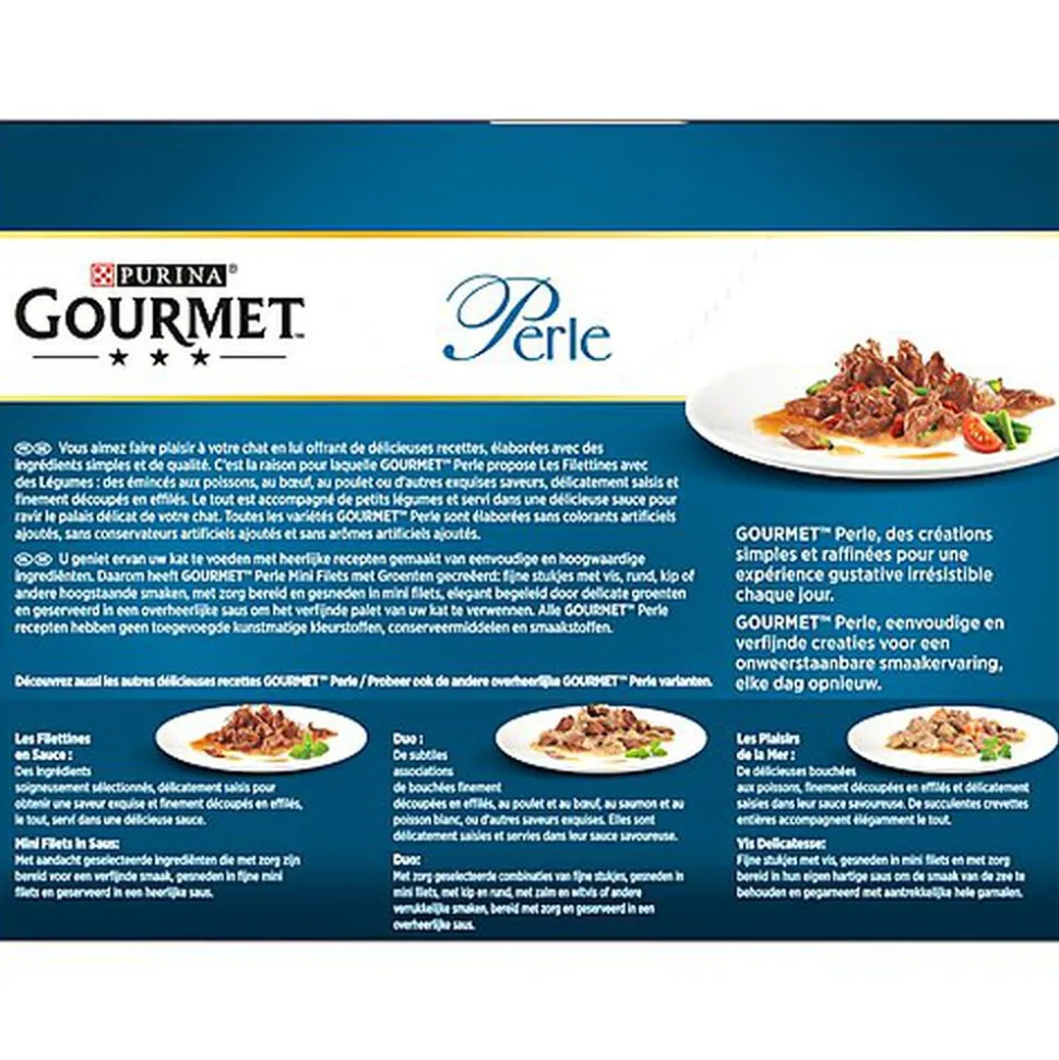 Gourmet - Sachets Perle Les Filettines avec Légumes pour Chat - 12x85g