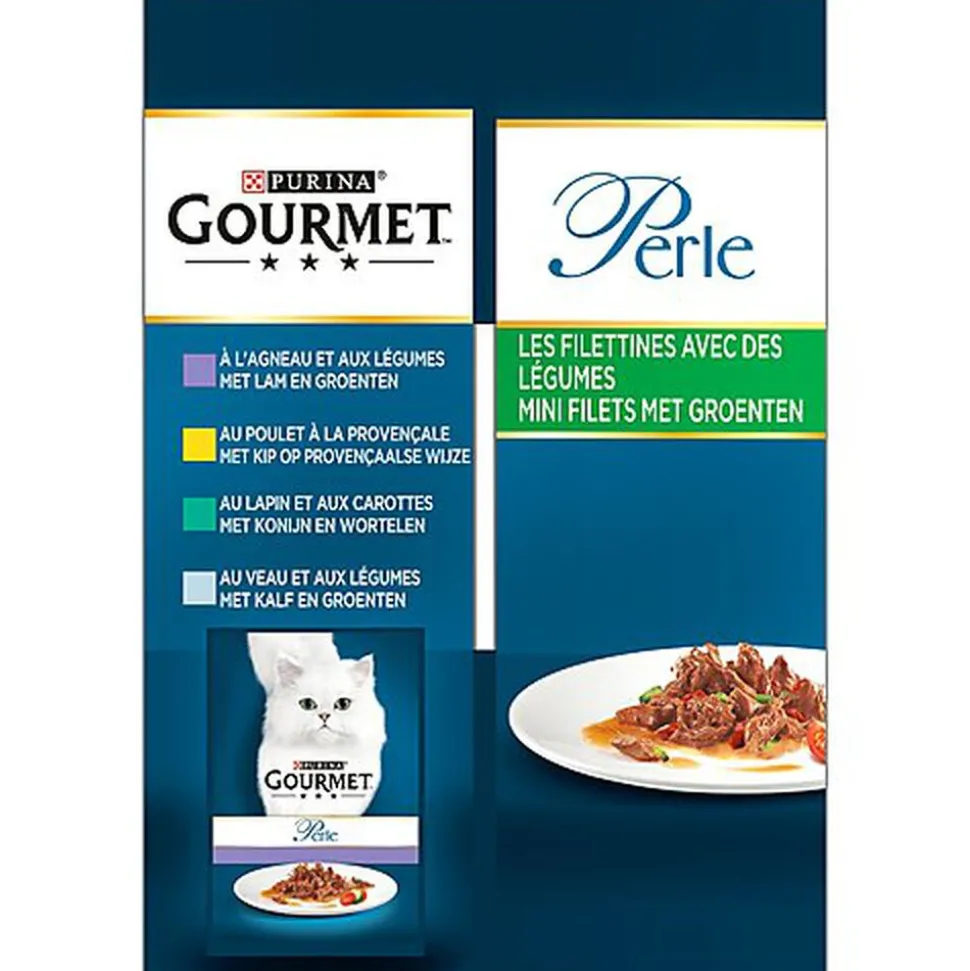 Gourmet - Sachets Perle Les Filettines avec Légumes pour Chat - 12x85g