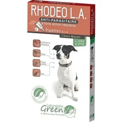 Greenvet - Pipettes Répulsives Rhodeo L.A Actifs Naturels pour Chiens 10-25Kg - 4x3ml