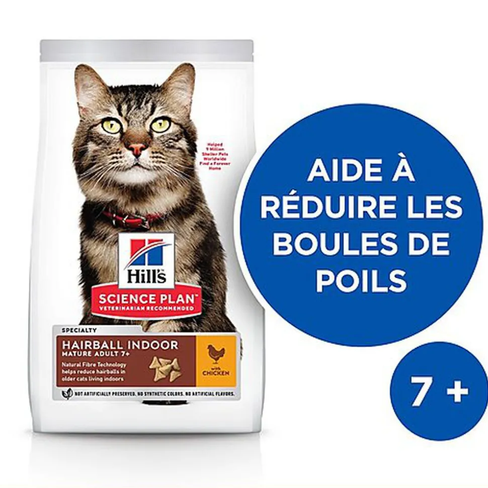 Hill's Science Plan - Adult Hairball Indoor Croquettes Pour Chat Agé D'intérieur Au Poulet - 1,5kg