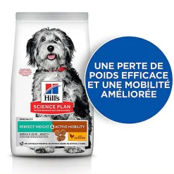 Hill's Science Plan - Croquettes Adult Medium Perfect Weight + Mobility au Poulet pour Chien