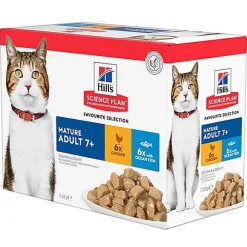 Hill's Science Plan - Mature Adult Multipack 12 Sachets Repas Pour Chat Agé Poulet Et Poisson -12x85g