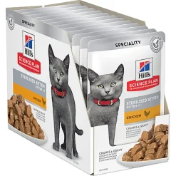 Hill's Science Plan - Sachet Repas Kitten Stérilisé au Poulet pour Chaton - 12x85g