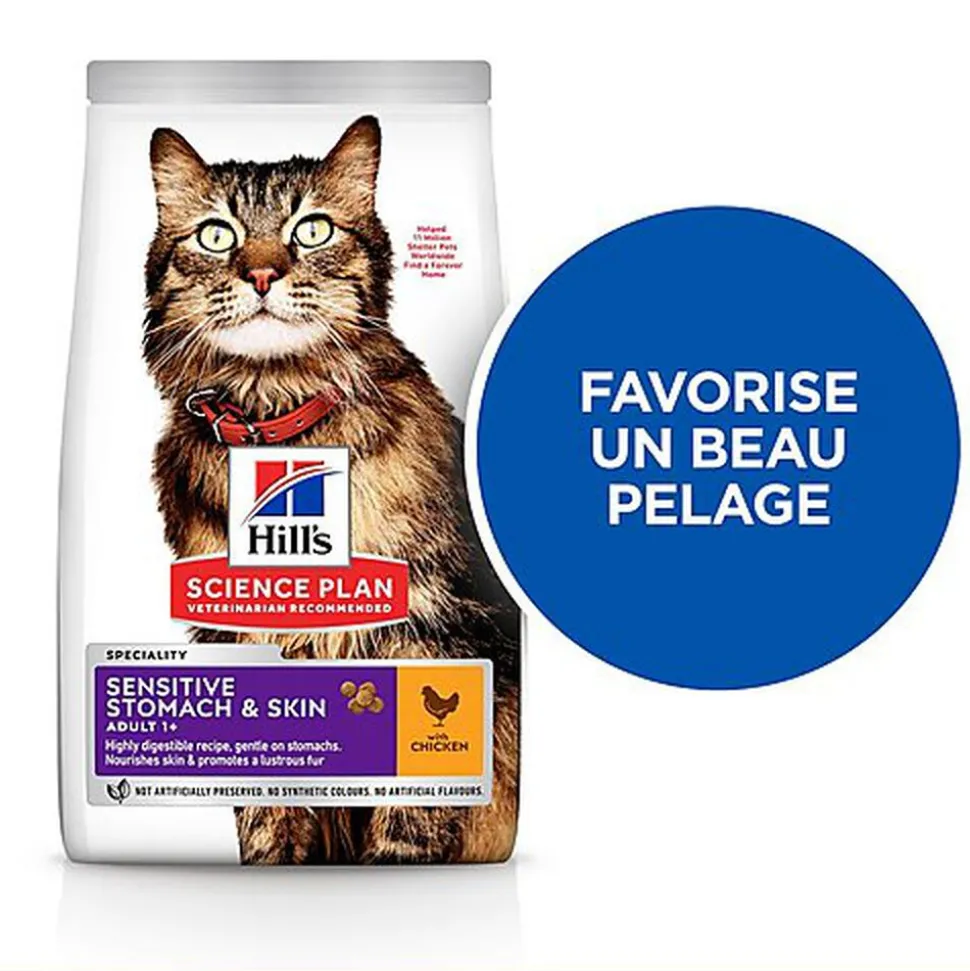 Hill's Science Plan - Sensitive Stomach & Skin Croquettes Pour Chat Au Poulet - 1,5kg